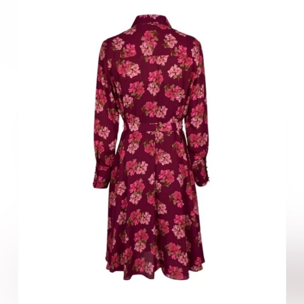 NANETTE LEPORE Women's Burgundy Floral Print Button Down Shirt Dress NWT Size 4 - Picture 2 of 9
